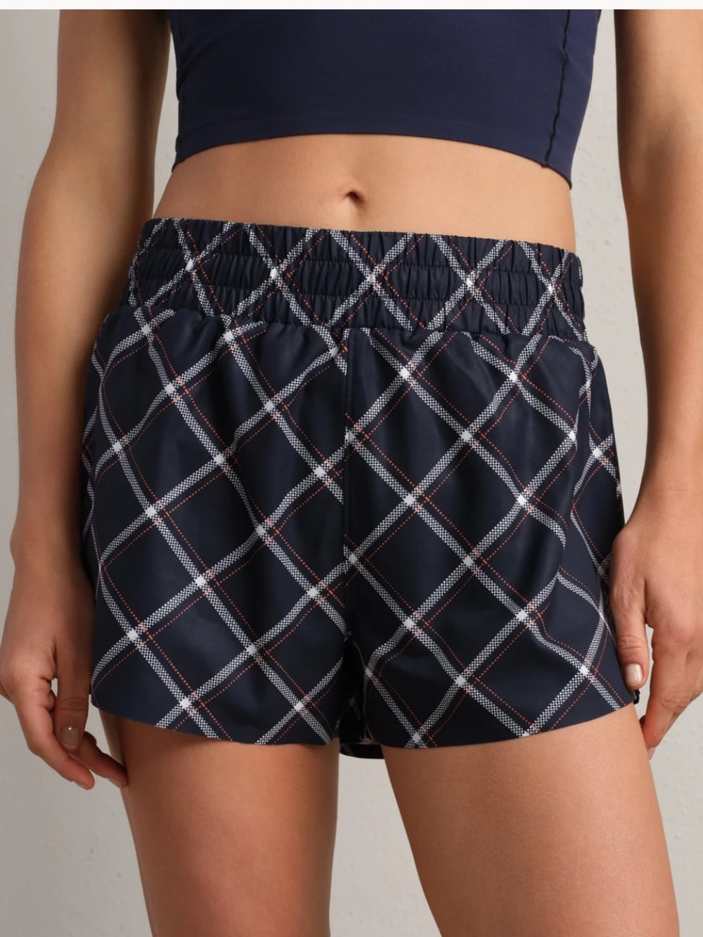 RHONE Mirage Athletic Shorts XXL NWT Navy Blue Windowpane
